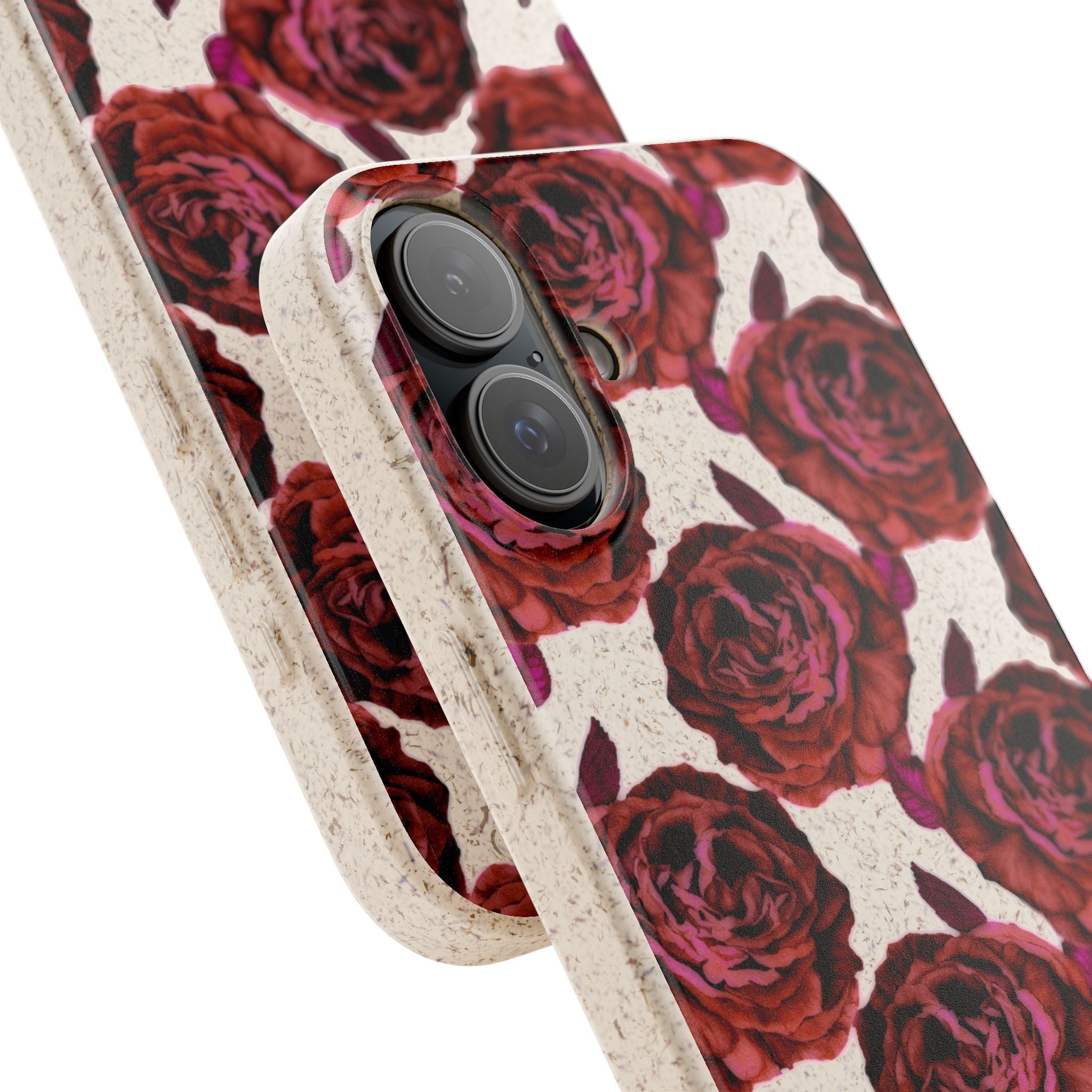 Biodegradable Phone Case — Vintage Rose Pattern Eco-Friendly iPhone Cover