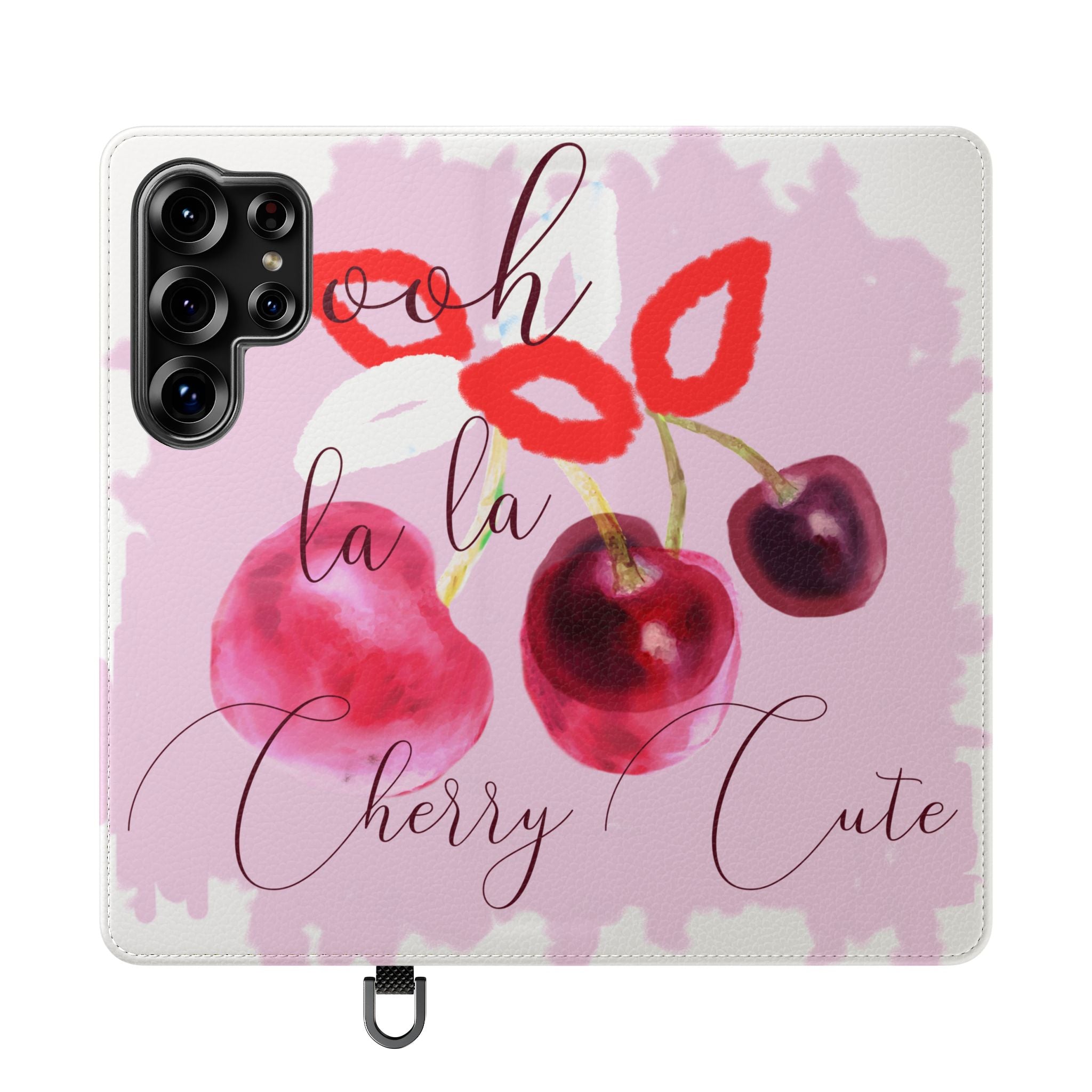 Cherry Cute Flip Phone Wallet Case — 'Ooh La La Cherry Cute' Watercolor Phone Flip Case, Cardholder Folio