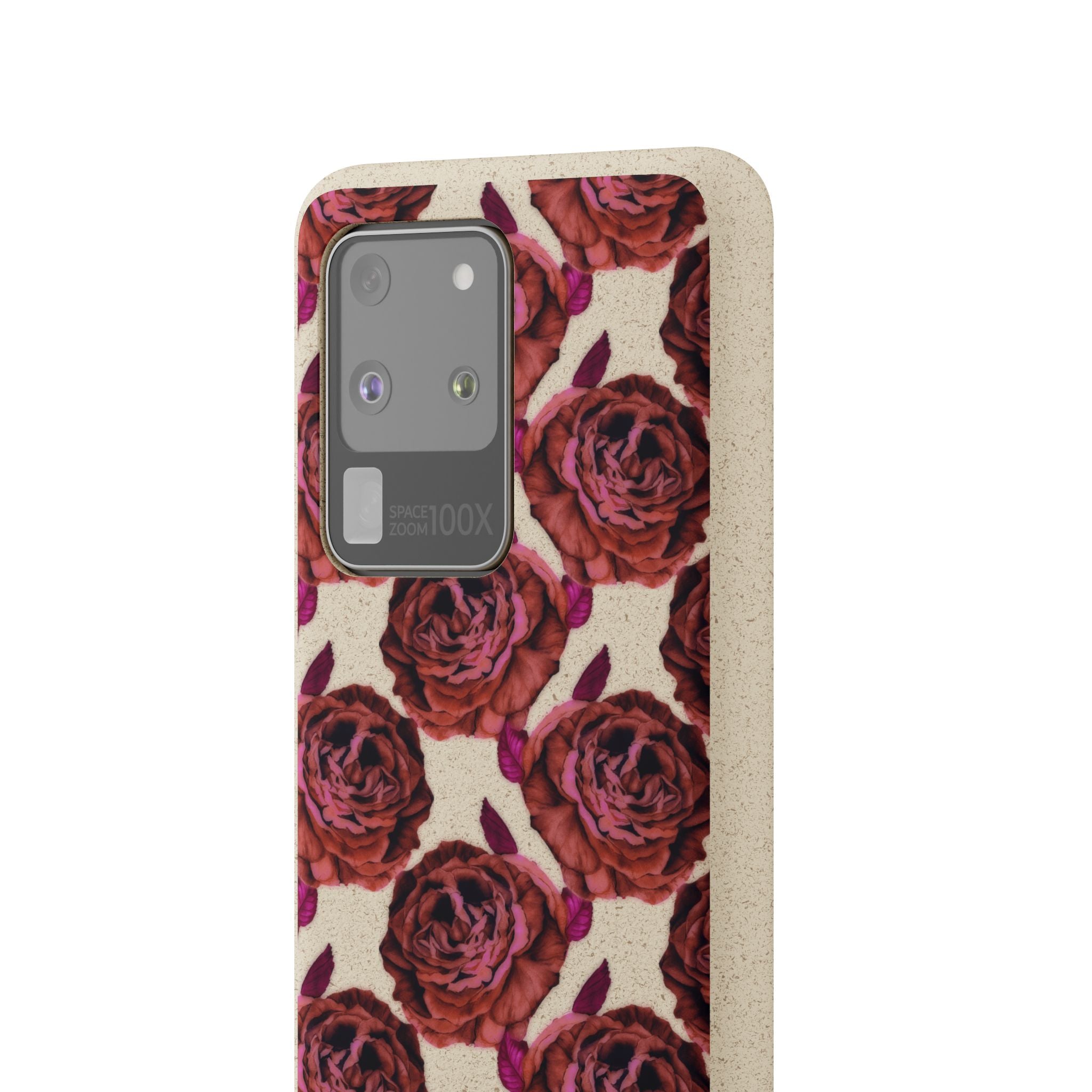Biodegradable Phone Case — Vintage Rose Pattern Eco-Friendly iPhone Cover