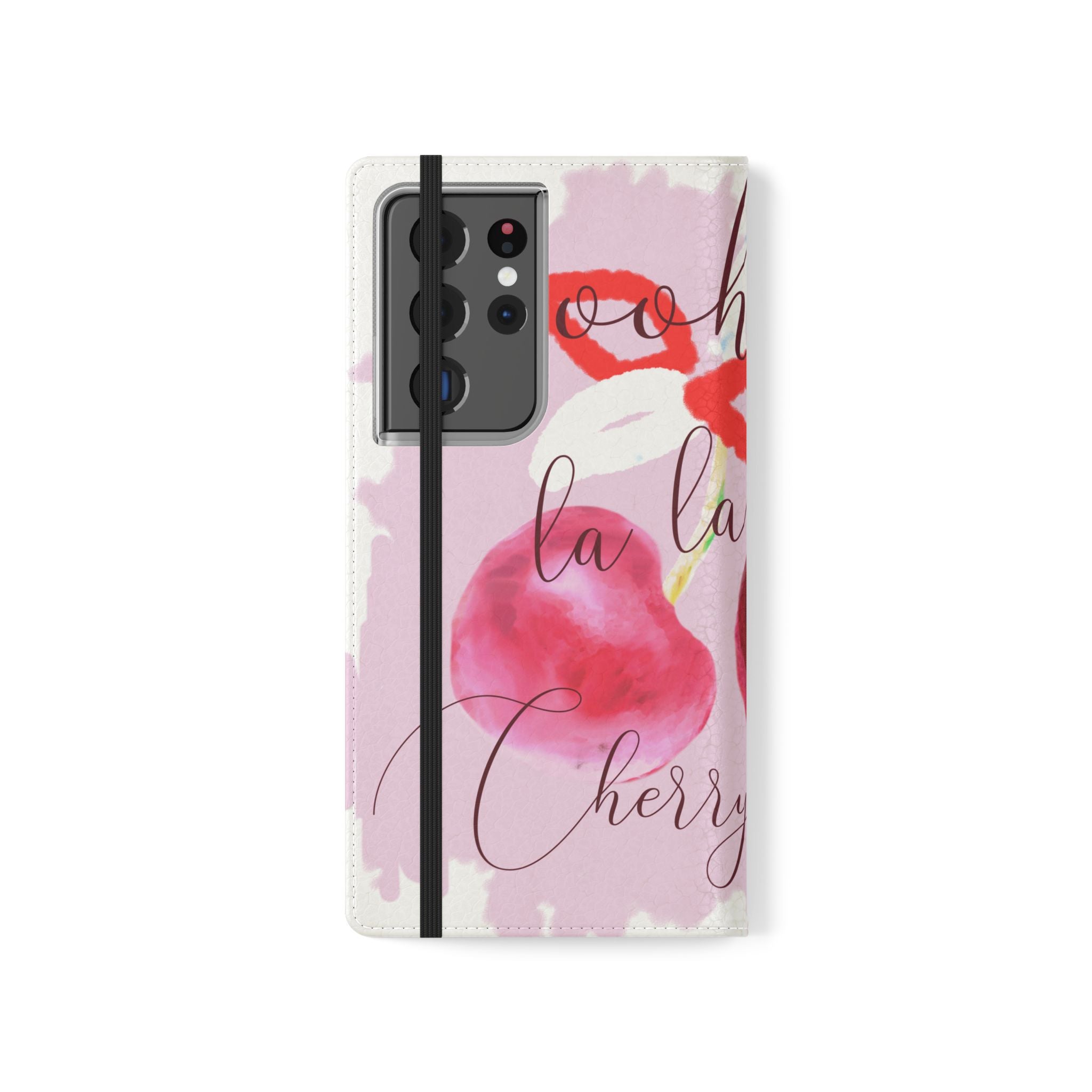 Cherry Cute Flip Phone Wallet Case — 'Ooh La La Cherry Cute' Watercolor Phone Flip Case, Cardholder Folio