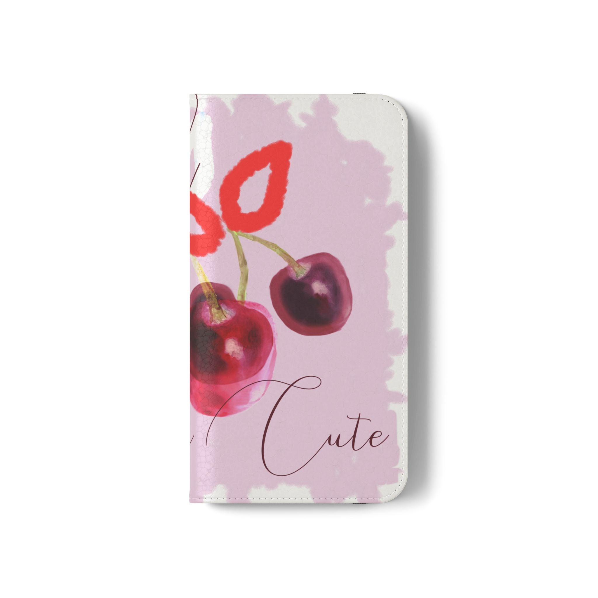 Cherry Cute Flip Phone Wallet Case — 'Ooh La La Cherry Cute' Watercolor Phone Flip Case, Cardholder Folio