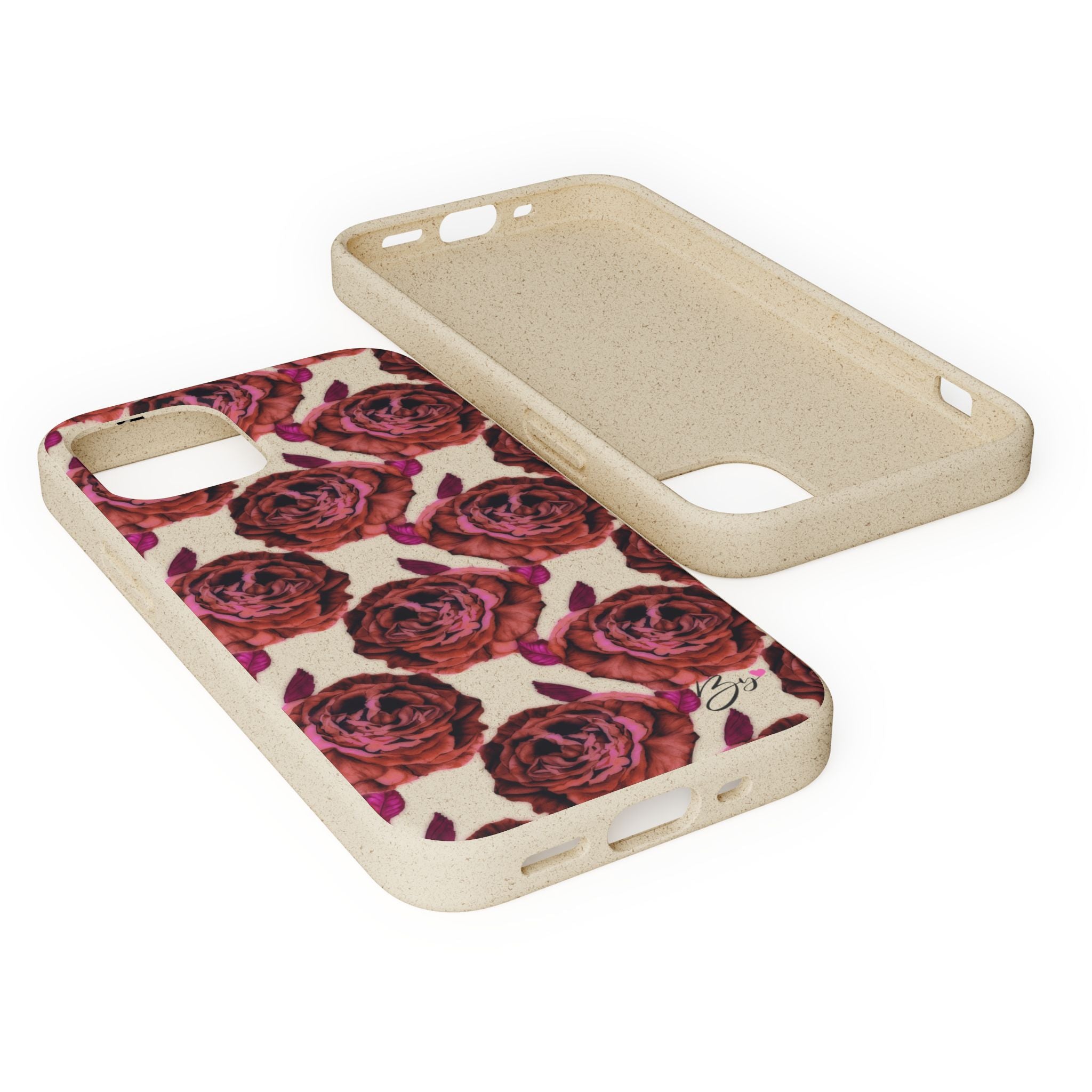Biodegradable Phone Case — Vintage Rose Pattern Eco-Friendly iPhone Cover