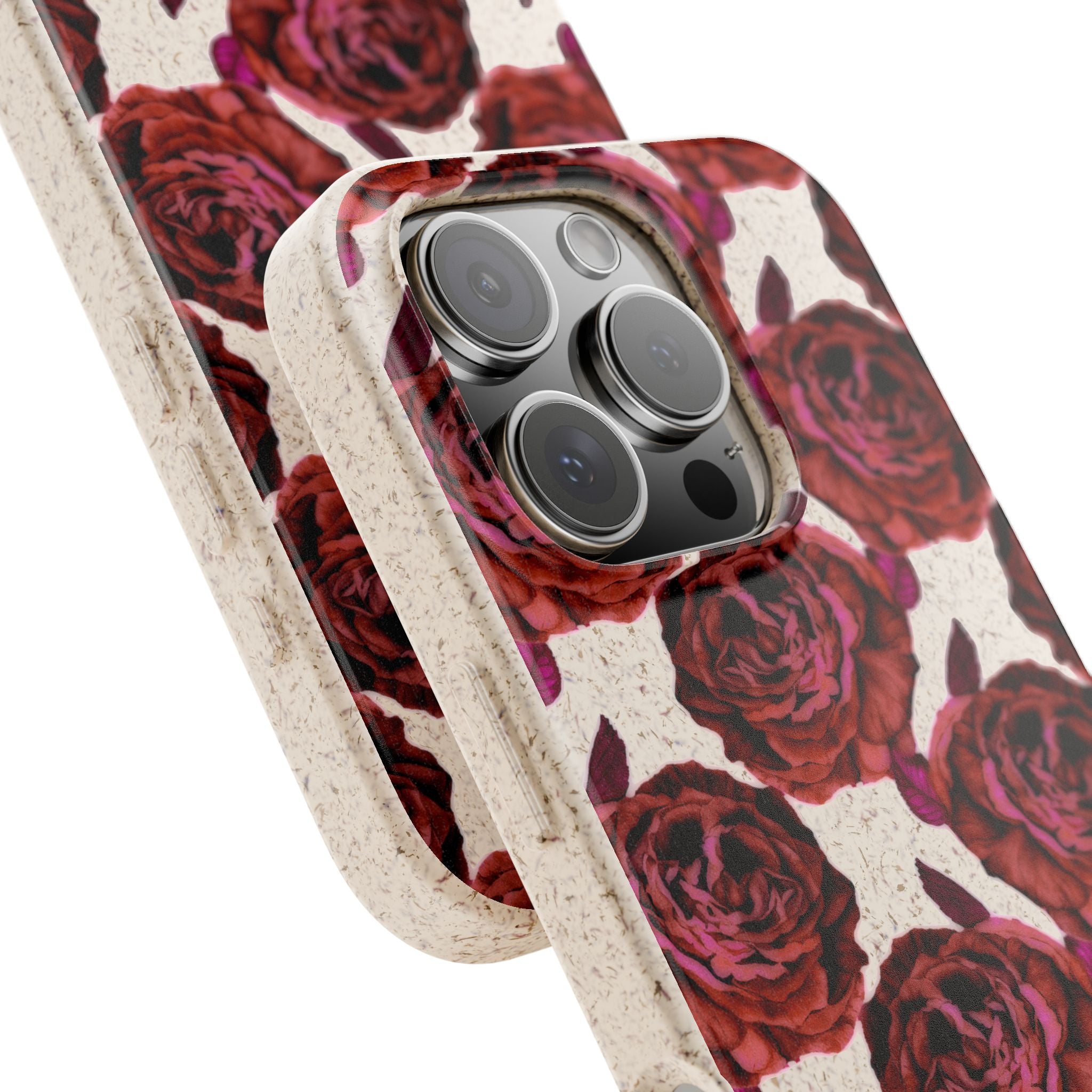 Biodegradable Phone Case — Vintage Rose Pattern Eco-Friendly iPhone Cover