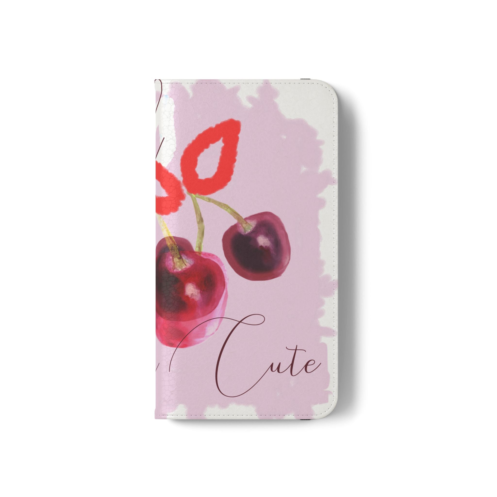 Cherry Cute Flip Phone Wallet Case — 'Ooh La La Cherry Cute' Watercolor Phone Flip Case, Cardholder Folio