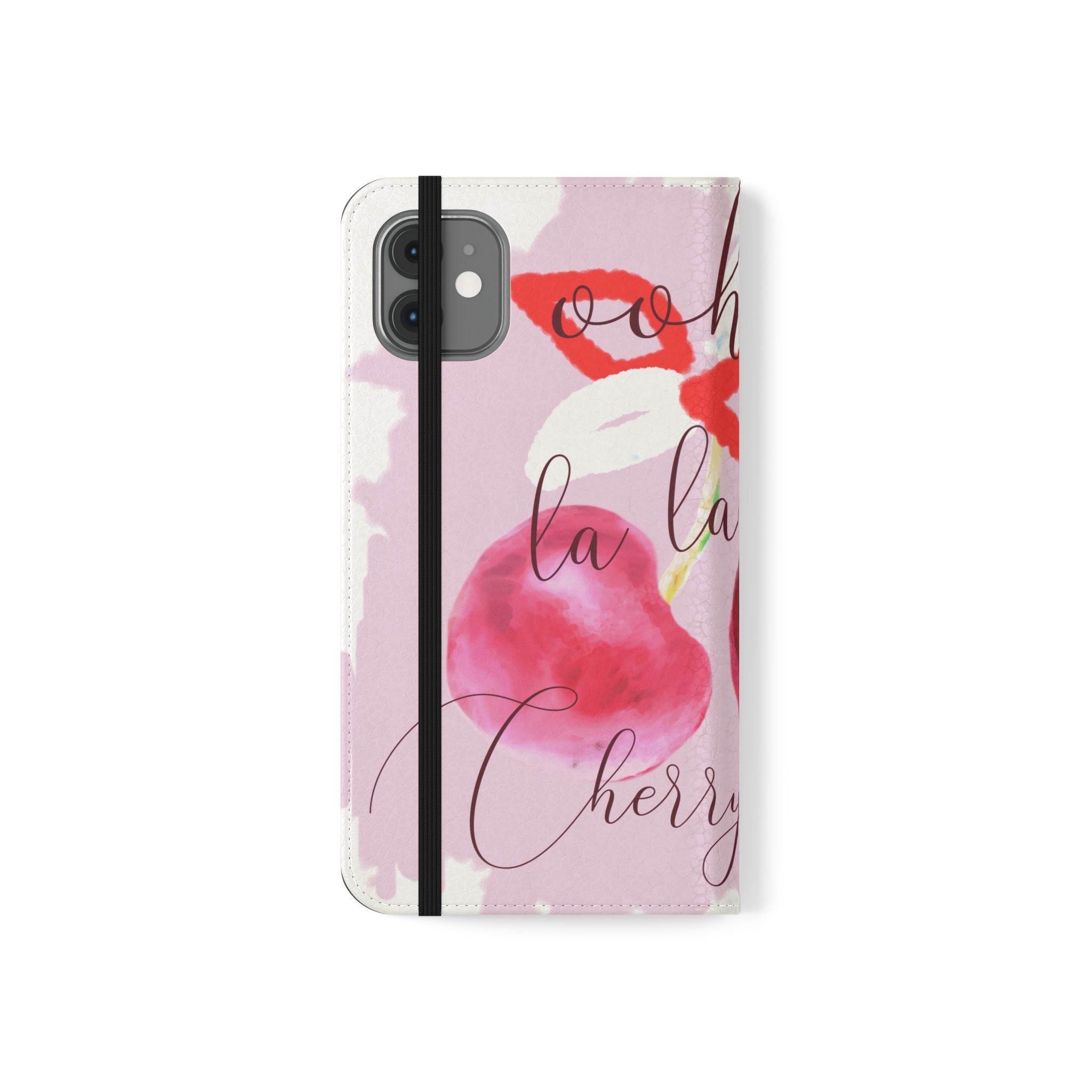 Cherry Cute Flip Phone Wallet Case — 'Ooh La La Cherry Cute' Watercolor Phone Flip Case, Cardholder Folio
