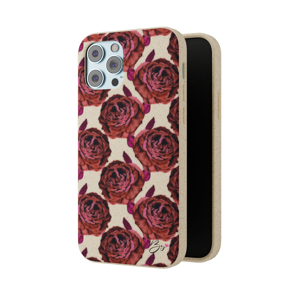 Biodegradable Phone Case — Vintage Rose Pattern Eco-Friendly iPhone Cover