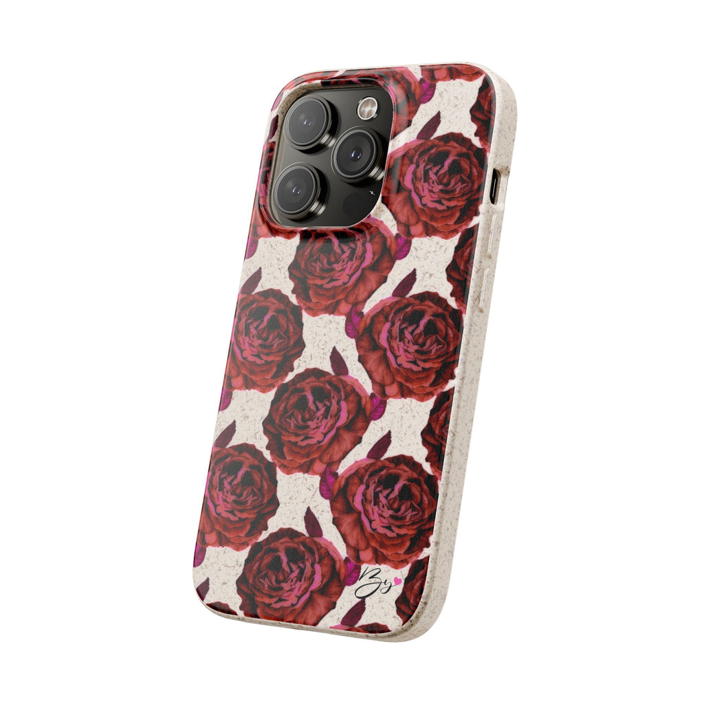 Biodegradable Phone Case — Vintage Rose Pattern Eco-Friendly iPhone Cover