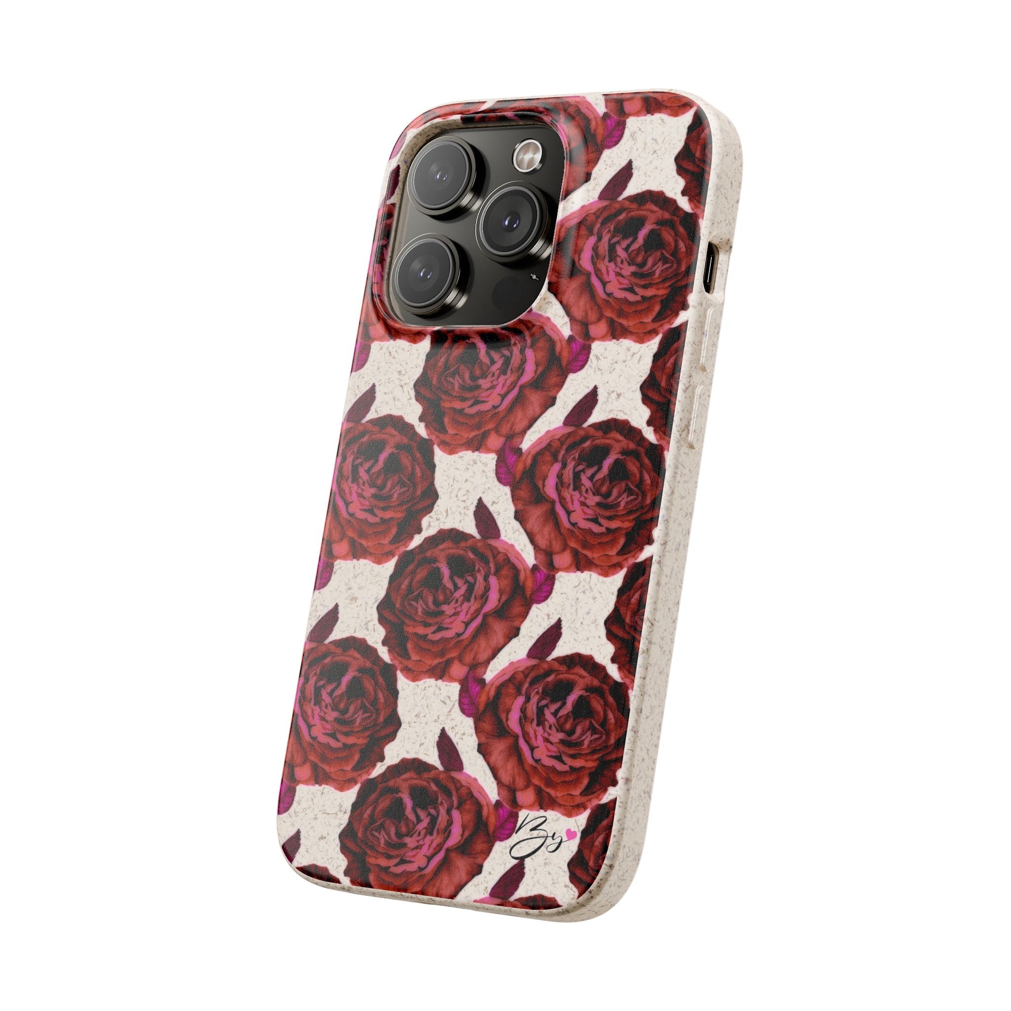 Biodegradable Phone Case — Vintage Rose Pattern Eco-Friendly iPhone Cover