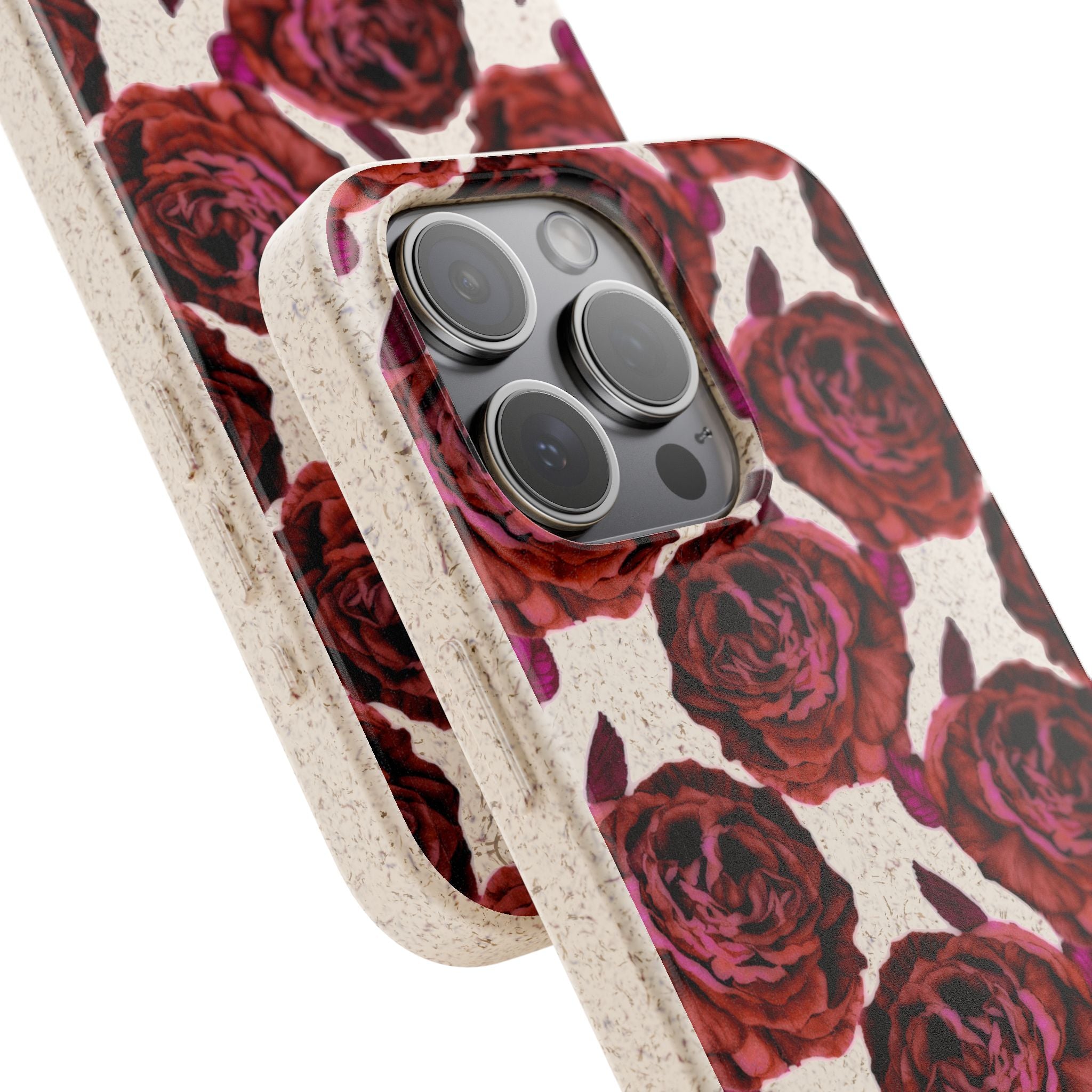 Biodegradable Phone Case — Vintage Rose Pattern Eco-Friendly iPhone Cover
