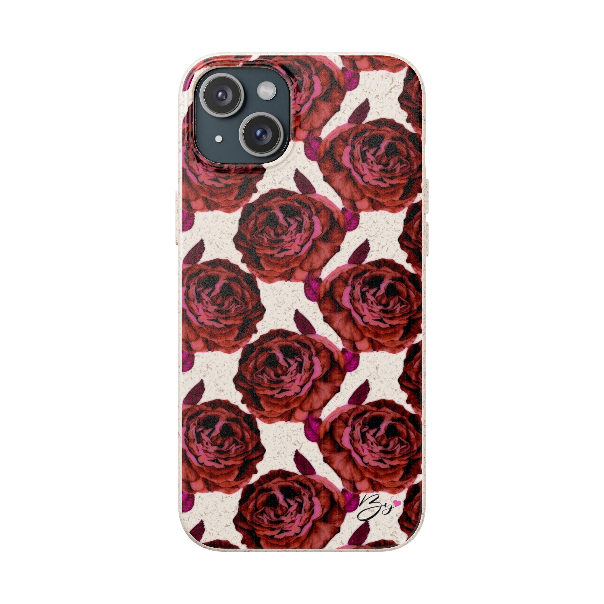 Biodegradable Phone Case — Vintage Rose Pattern Eco-Friendly iPhone Cover