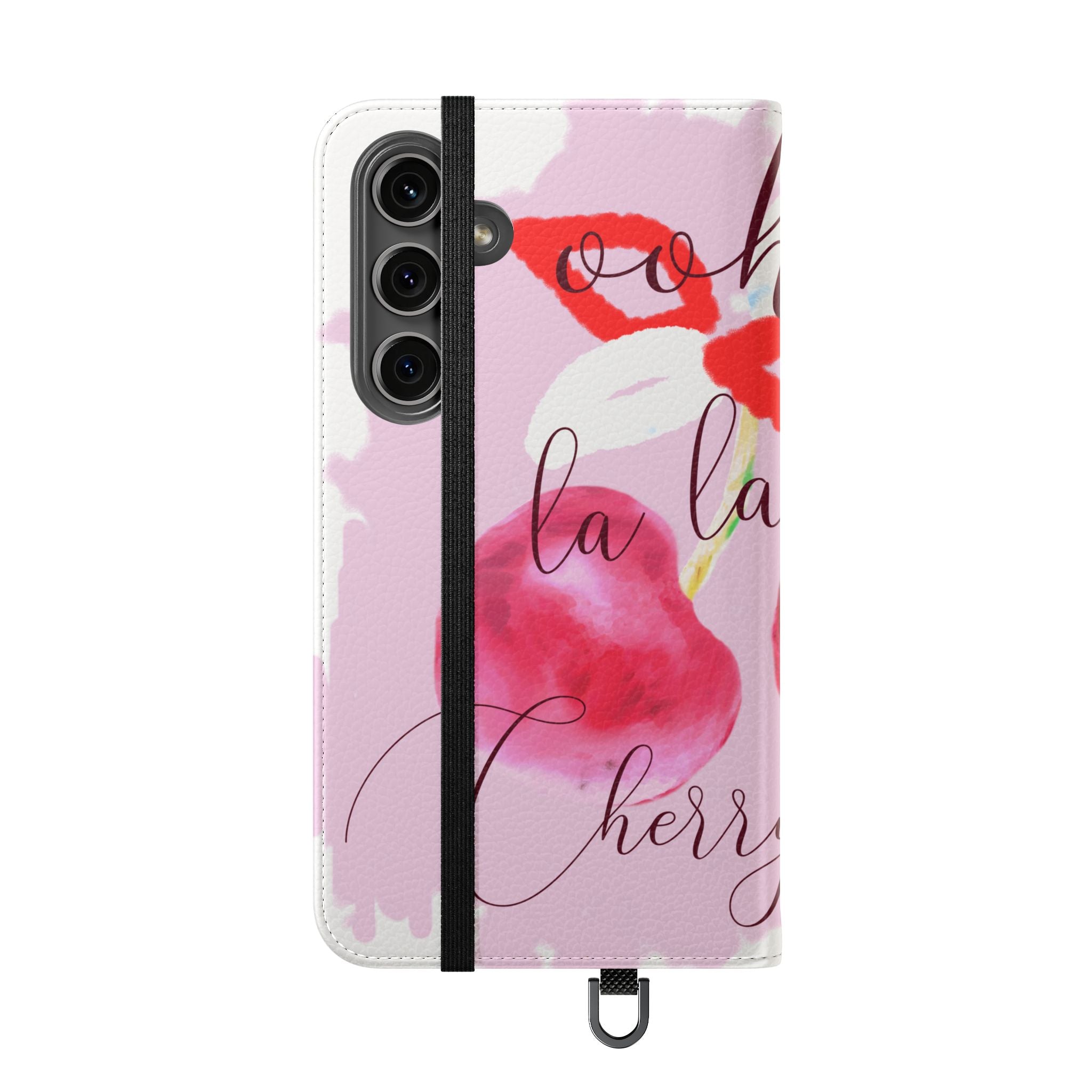 Cherry Cute Flip Phone Wallet Case — 'Ooh La La Cherry Cute' Watercolor Phone Flip Case, Cardholder Folio