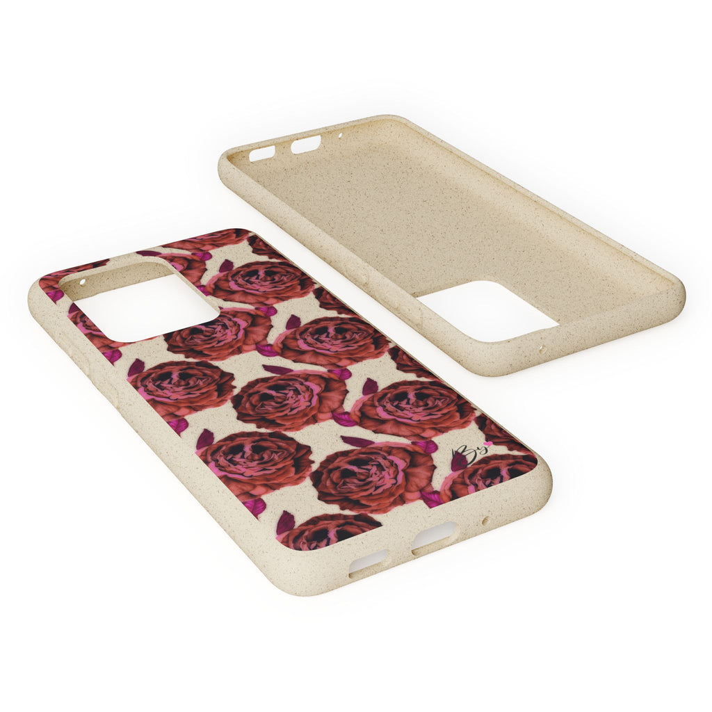 Biodegradable Phone Case — Vintage Rose Pattern Eco-Friendly iPhone Cover