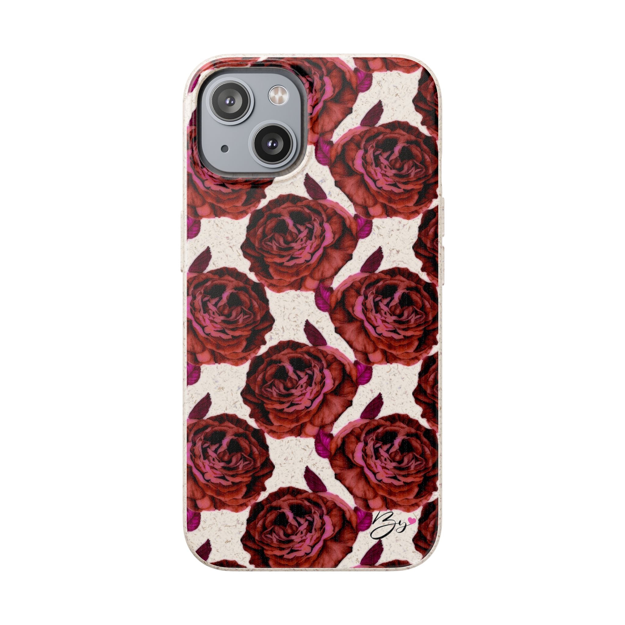 Biodegradable Phone Case — Vintage Rose Pattern Eco-Friendly iPhone Cover