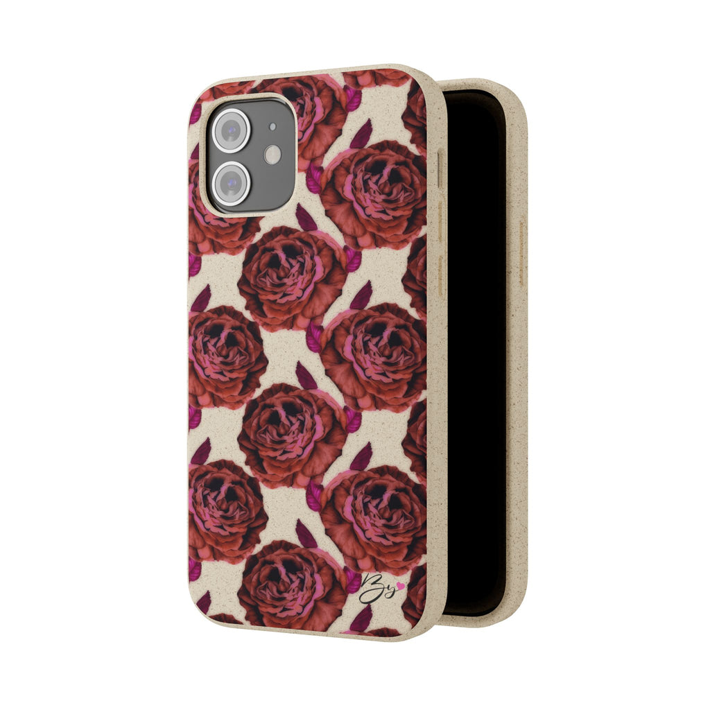 Biodegradable Phone Case — Vintage Rose Pattern Eco-Friendly iPhone Cover