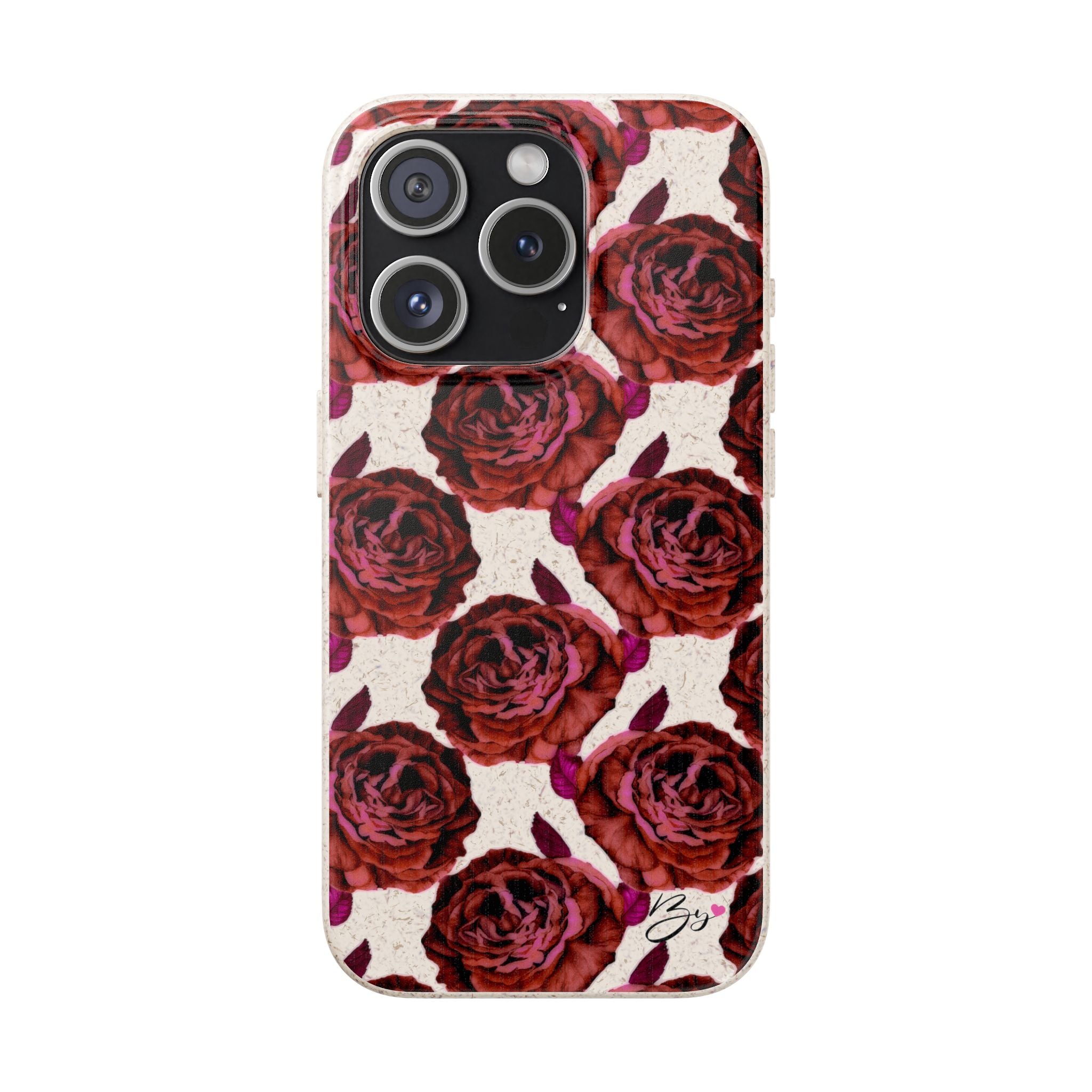 Biodegradable Phone Case — Vintage Rose Pattern Eco-Friendly iPhone Cover