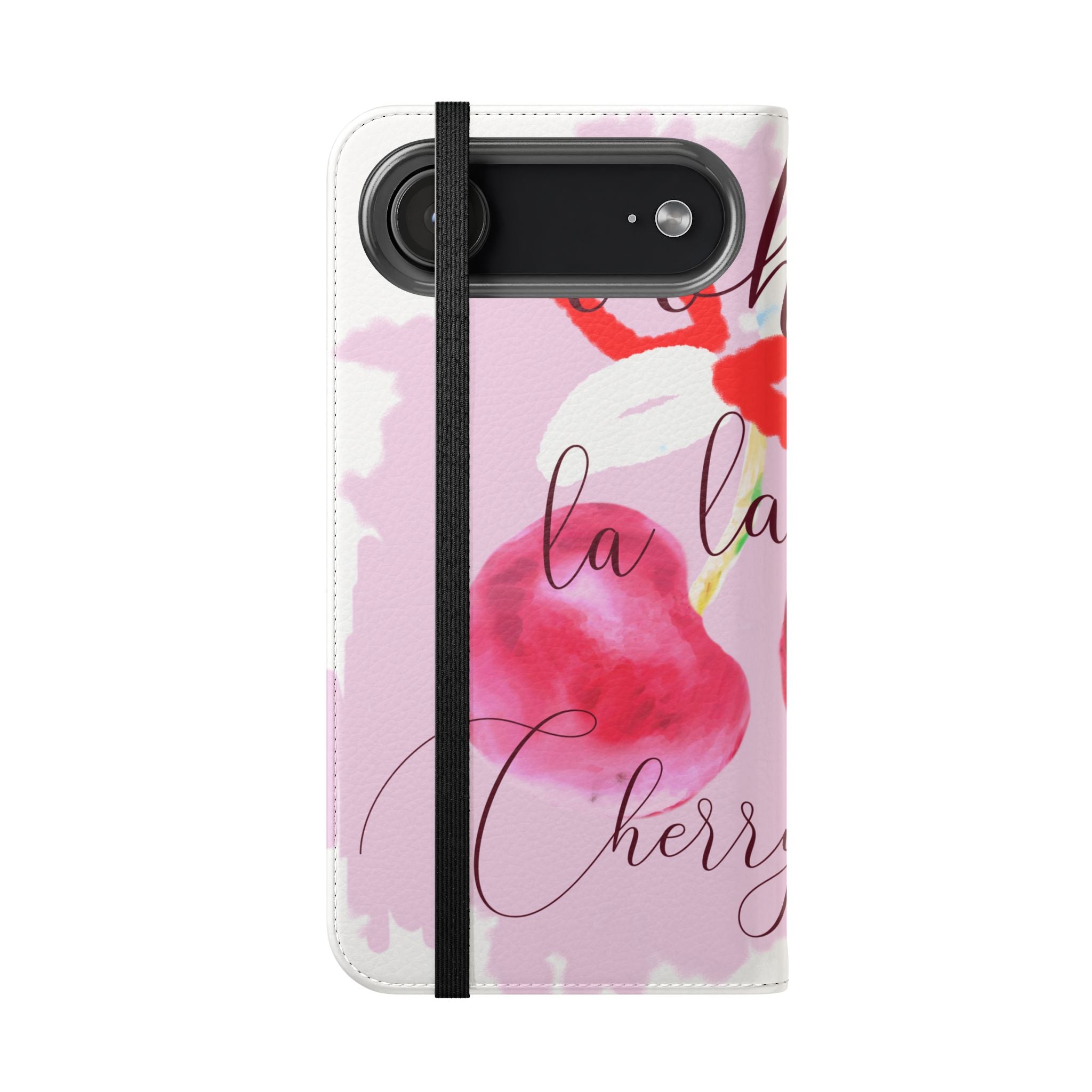 Cherry Cute Flip Phone Wallet Case — 'Ooh La La Cherry Cute' Watercolor Phone Flip Case, Cardholder Folio
