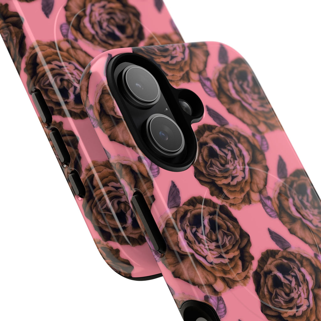 Floral Rose Tough Magnetic Phone Case — Pink Vintage Peony Pattern
