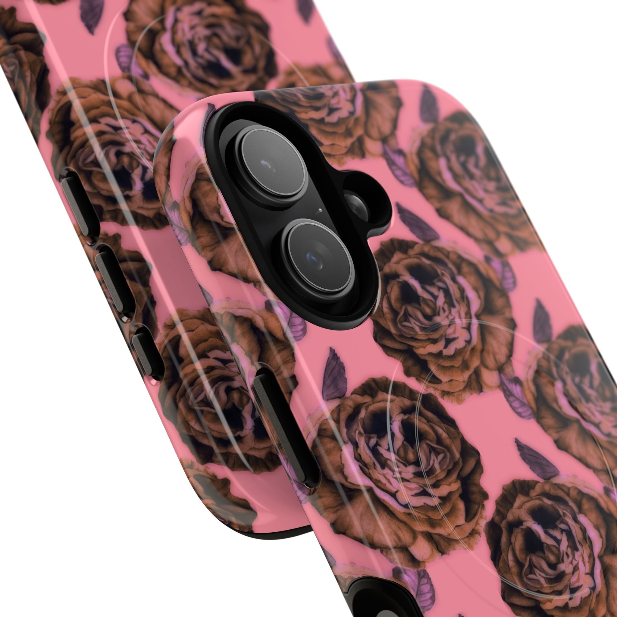 Floral Rose Tough Magnetic Phone Case — Pink Vintage Peony Pattern