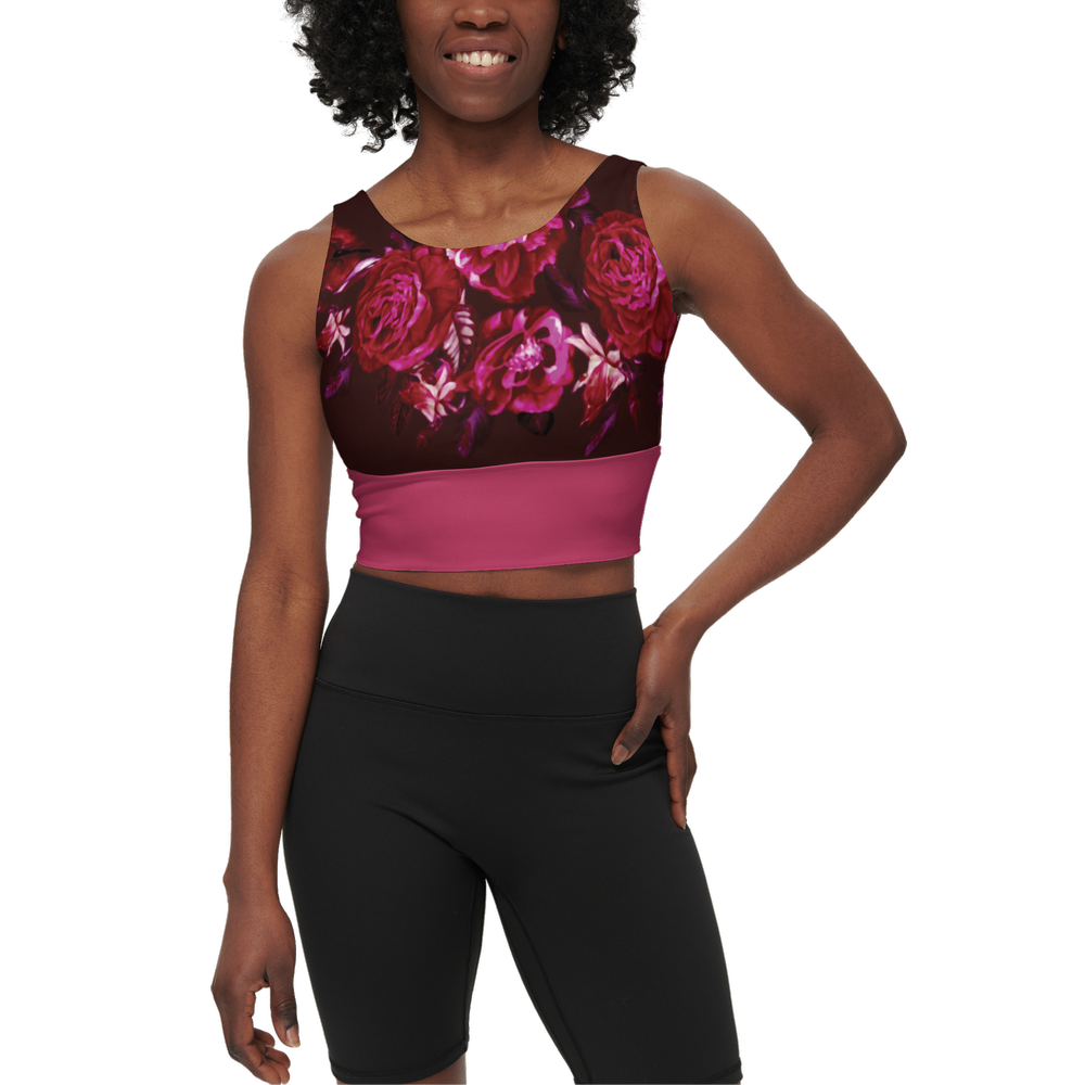 Red Roses — Women's Longline V-Shape-Back Sports Bra