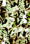 CW00, Olive-green: ©Byheart Design Sweden AN0001-CW00 — Tiger Nightwalker abstract animal-inspired pattern with dark brown and black markings on an olive and pale green background.