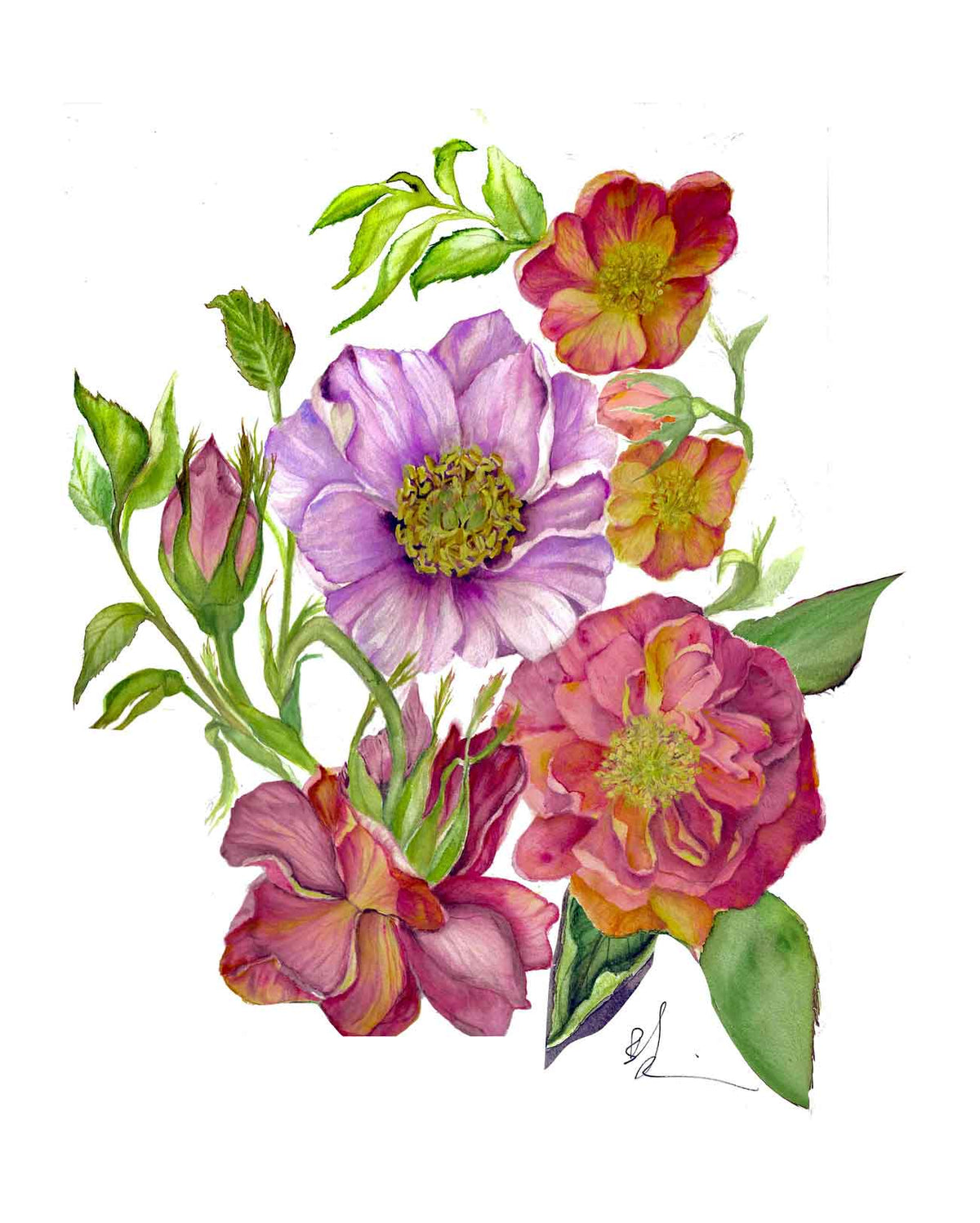 ART-FL0011 — PINK PEONY & ROSES