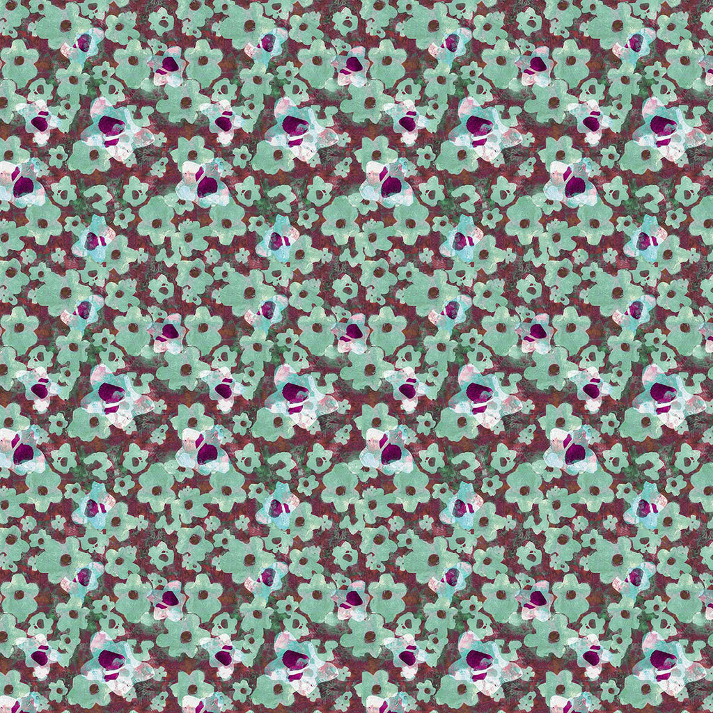 ©Byheart Design Sweden FL0012 — Heavenly Garden, watercolor floral print in mint green  colorway. Seamless repeat, 300 DPI. Available for B2B licensing.