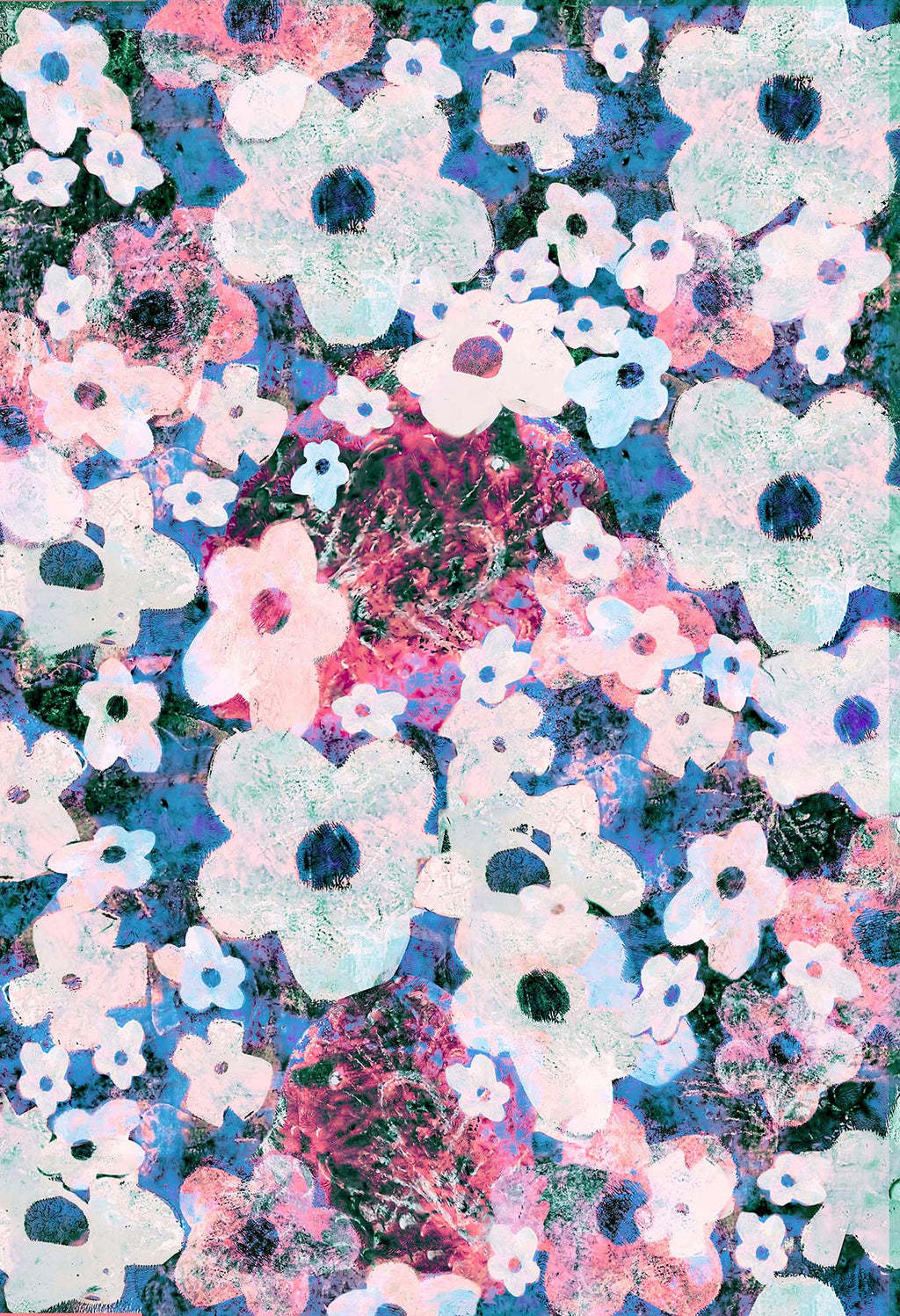 ©Byheart Design Sweden FL0012 — Heavenly Garden, watercolor floral print in blue colorway. Seamless repeat, 300 DPI. Available for B2B lic