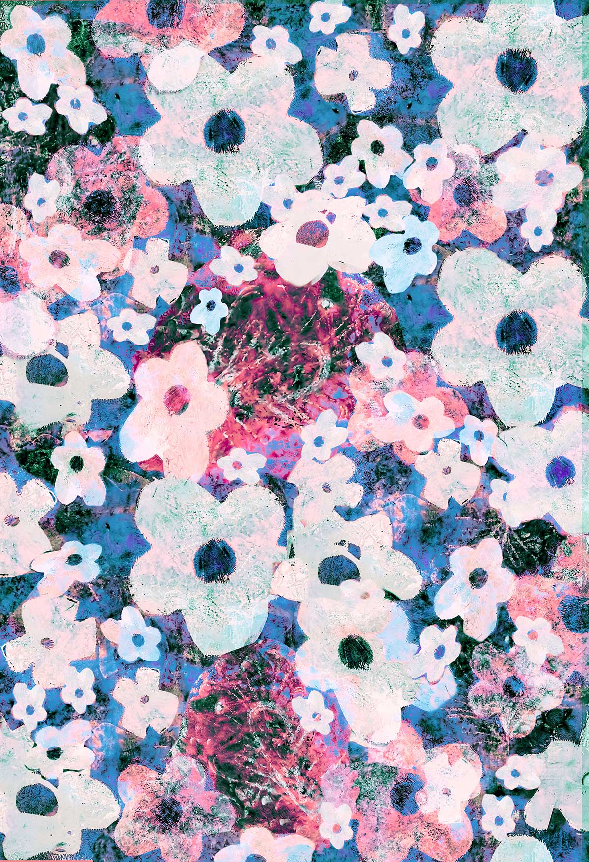 ©Byheart Design Sweden FL0012 — Heavenly Garden, watercolor floral print in blue colorway. Seamless repeat, 300 DPI. Available for B2B lic