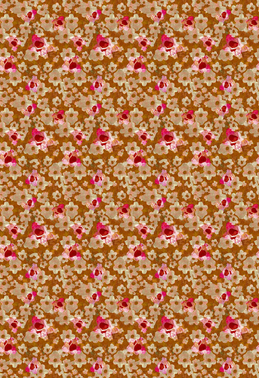 ©Byheart Design Sweden FL0012 — Heavenly Garden, watercolor floral print in orange rose  colorway. Seamless repeat, 300 DPI. Available for B2B licensing.