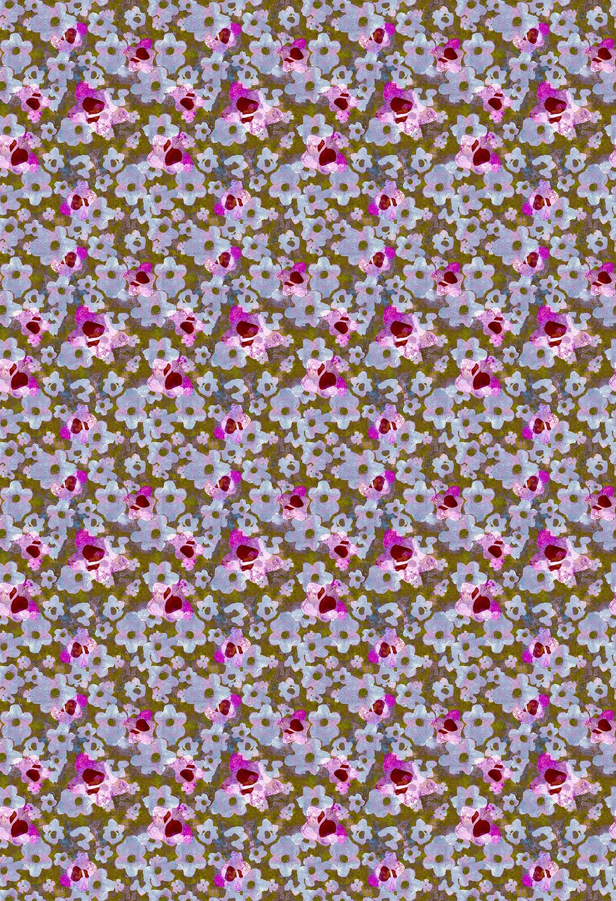 ©Byheart Design Sweden FL0012 — Heavenly Garden, watercolor floral print in purple colorway. Seamless repeat, 300 DPI. Available for B2B licensing.