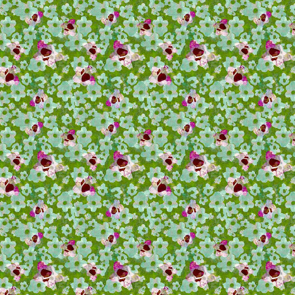 ©Byheart Design Sweden FL0012 — Heavenly Garden, watercolor floral print in Olive green colorway. Seamless repeat, 300 DPI. Available for B2B licensing.