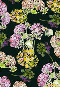 ©Byheart Design Sweden FL0016 — Geraniums Garden, watercolor floral print in yellow black colorway. Seamless repeat, 300 DPI. Available for B2B licensing.