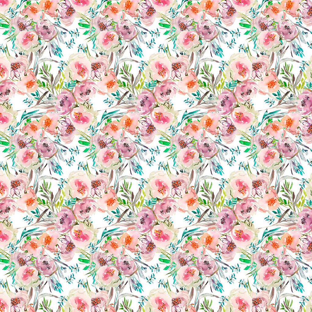 Flowers of the Orient -repeat -white- Floral Print FL003  ©Byheart Design Sweden