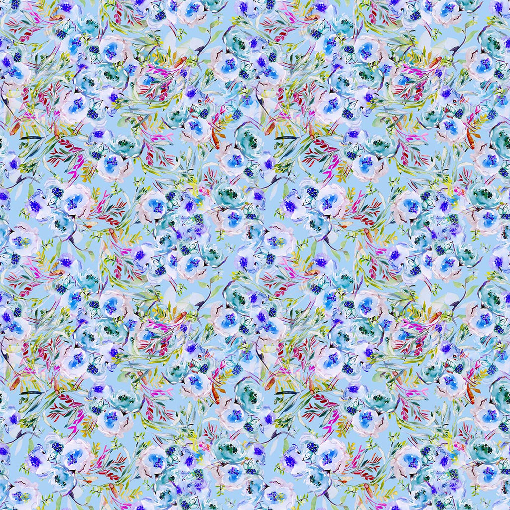 Flowers of the Orient - Floral Print - blue -pink - Fashion-Floral Print FL003  ©Byheart Design Sweden