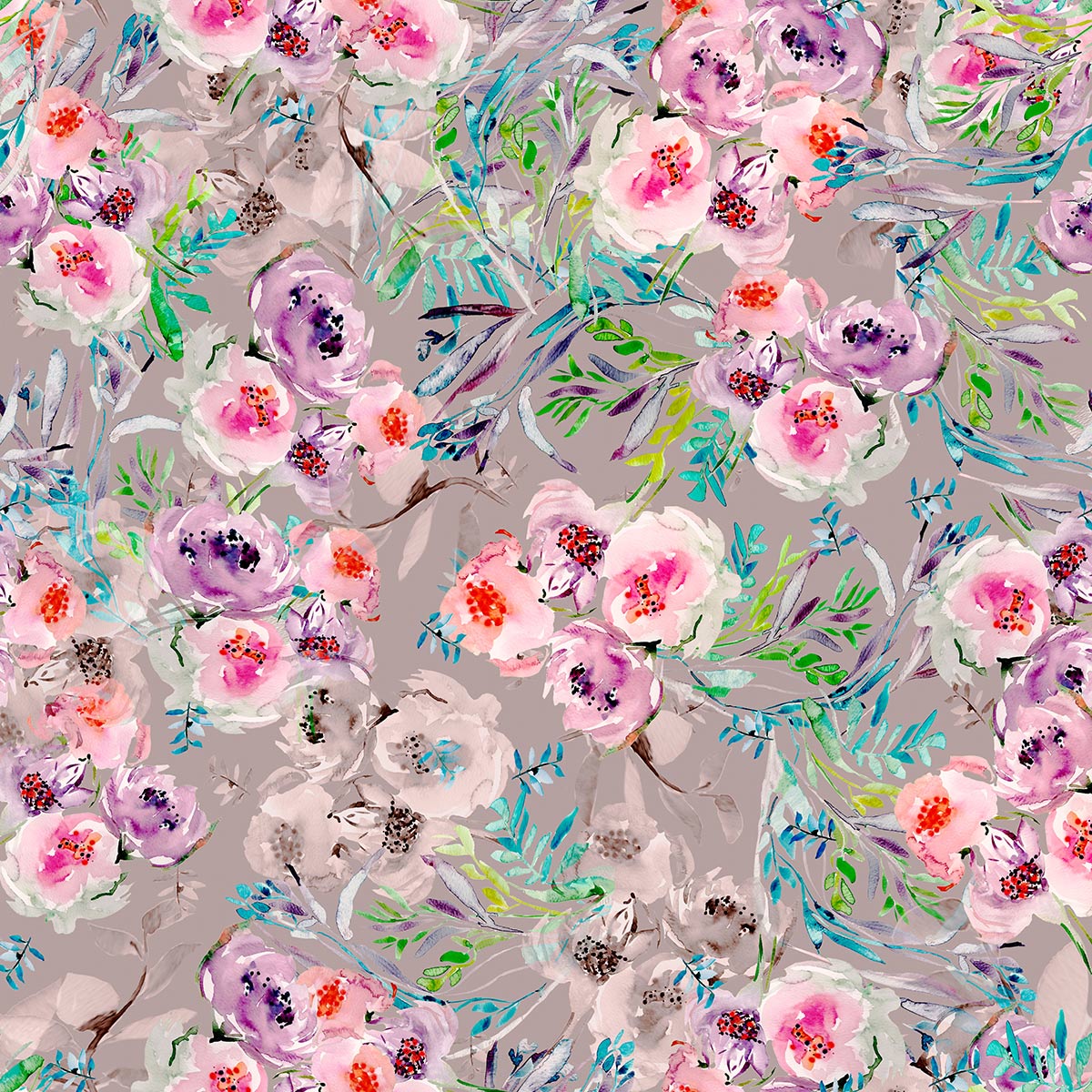 Flowers of the Orient - Floral Print -sage green - Floral Print FL003  ©Byheart Design Sweden