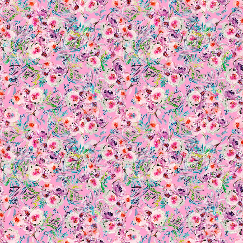Flowers of the Orient -pink repeat-Floral Print FL003  ©Byheart Design Sweden