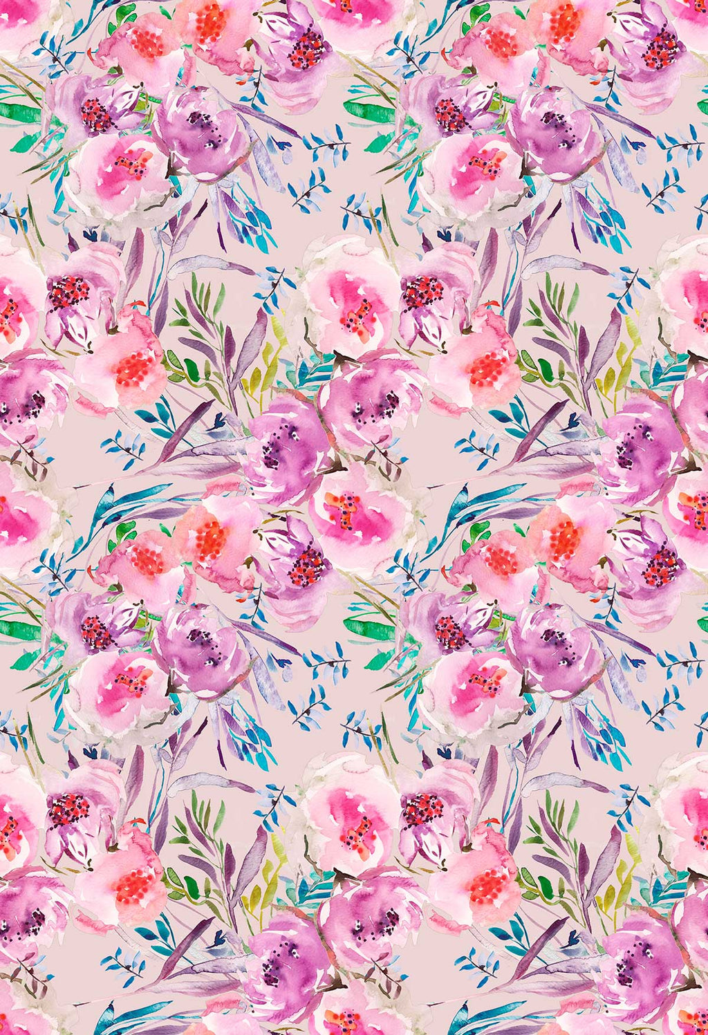 Flowers of the Orient -bed-home decor-coral-pink- Floral Print FL003  ©Byheart Design Sweden