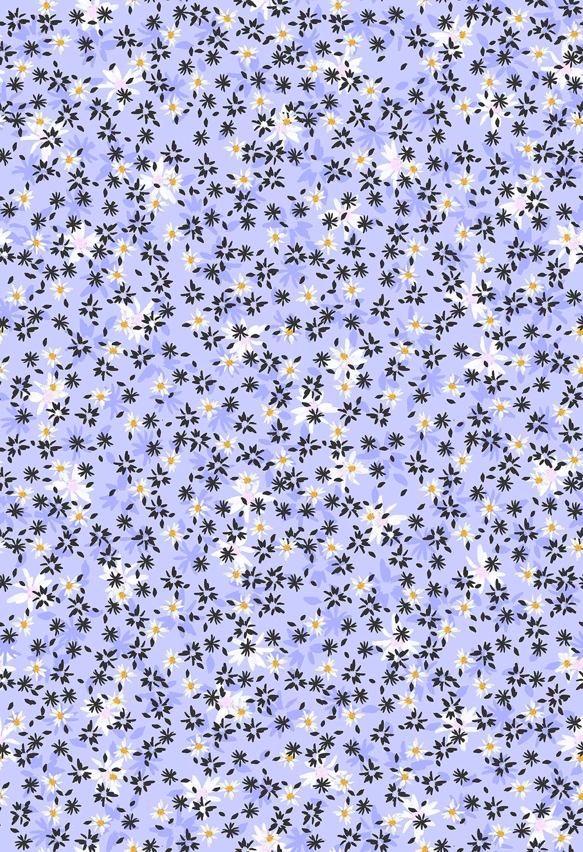 ©Byheart Design Sweden FL005 — Romance in an Instant, watercolor floral print in lavender shadow colorway.  seamless repeat, 300 DPI. Available for B2B licensing.