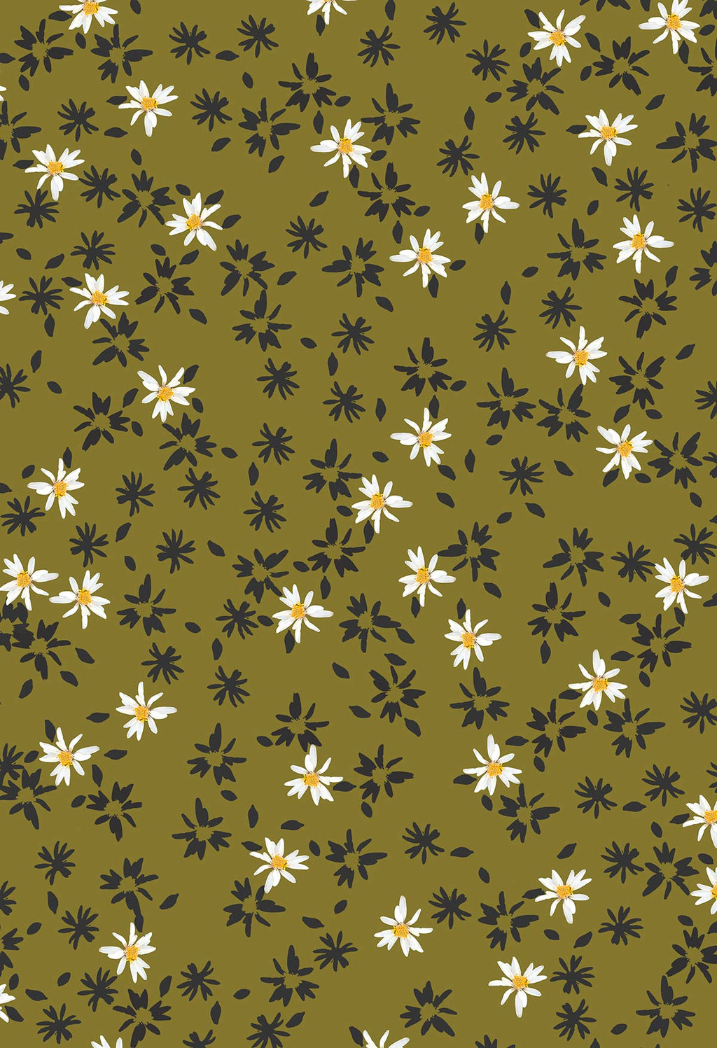 	©Byheart Design Sweden FL005 — Romance in an Instant, watercolor floral print in olive green colorway.seamless repeat, 300 DPI. Available for B2B licensing.