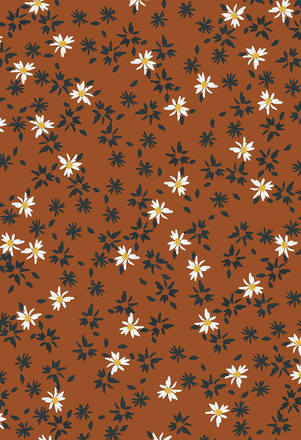 ©Byheart Design Sweden FL005 — Romance in an Instant, watercolor floral print in orange colorway. seamless repeat, 300 DPI. Available for B2B licensing.
