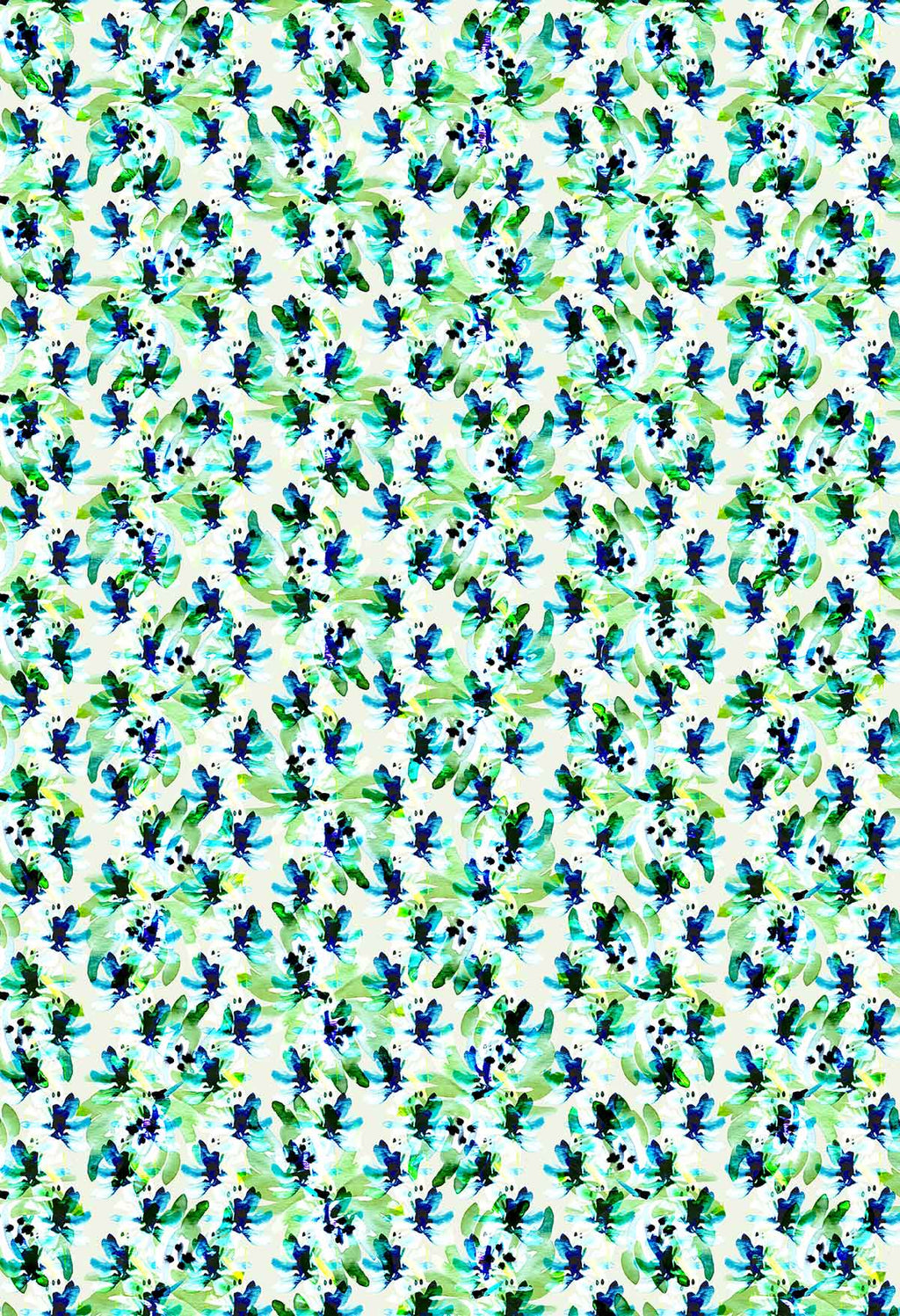 ©Byheart Design Sweden FL011 — Blue Blooms in Dots, watercolor floral print in Blue olorway. Seamless repeat, 300 DPI. Available for B2B licensing.