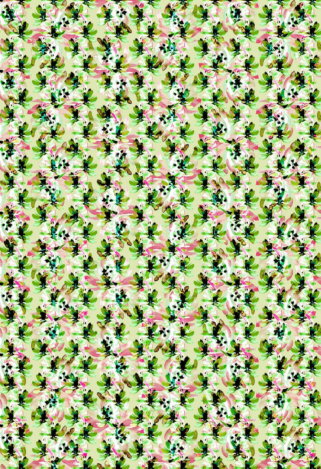 ©Byheart Design Sweden FL011 — Blue Blooms in Dots, watercolor floral print in olve green colorway. Seamless repeat, 300 DPI. Available for B2B licensing.