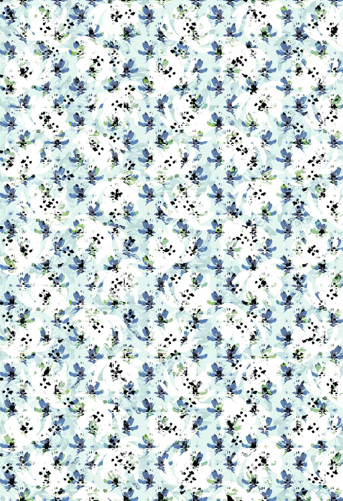 FL0011 - Blue Blooms in Dots - Floral Print