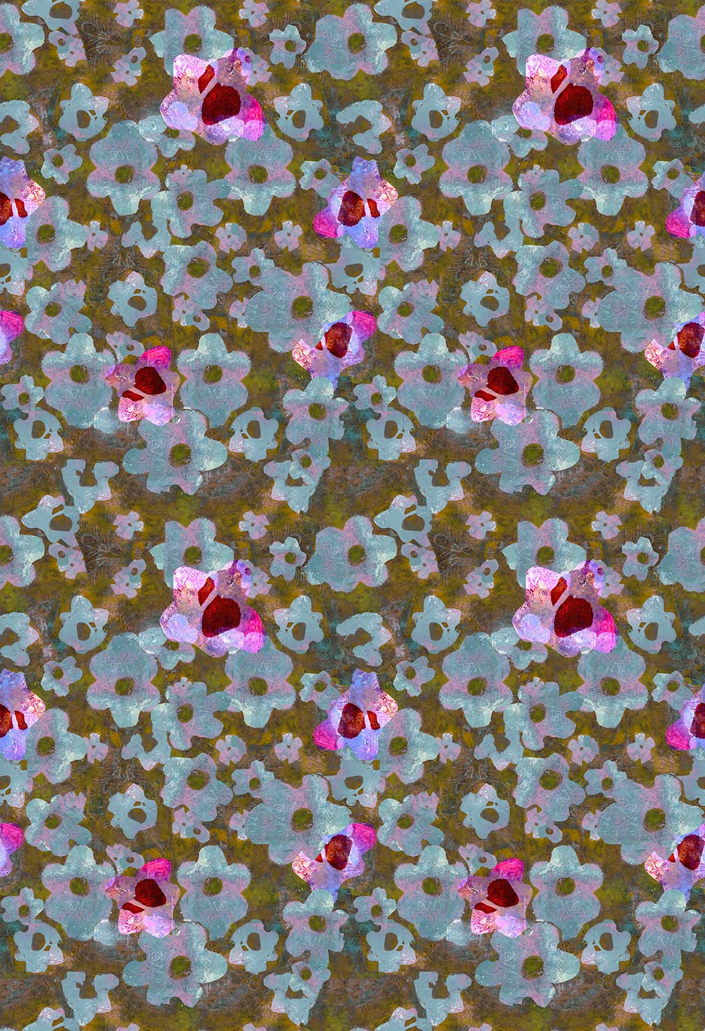 ©Byheart Design Sweden FL0012 — Heavenly Garden, watercolor floral print in Brown colorway. Seamless repeat, 300 DPI. Available for B2B licensing.