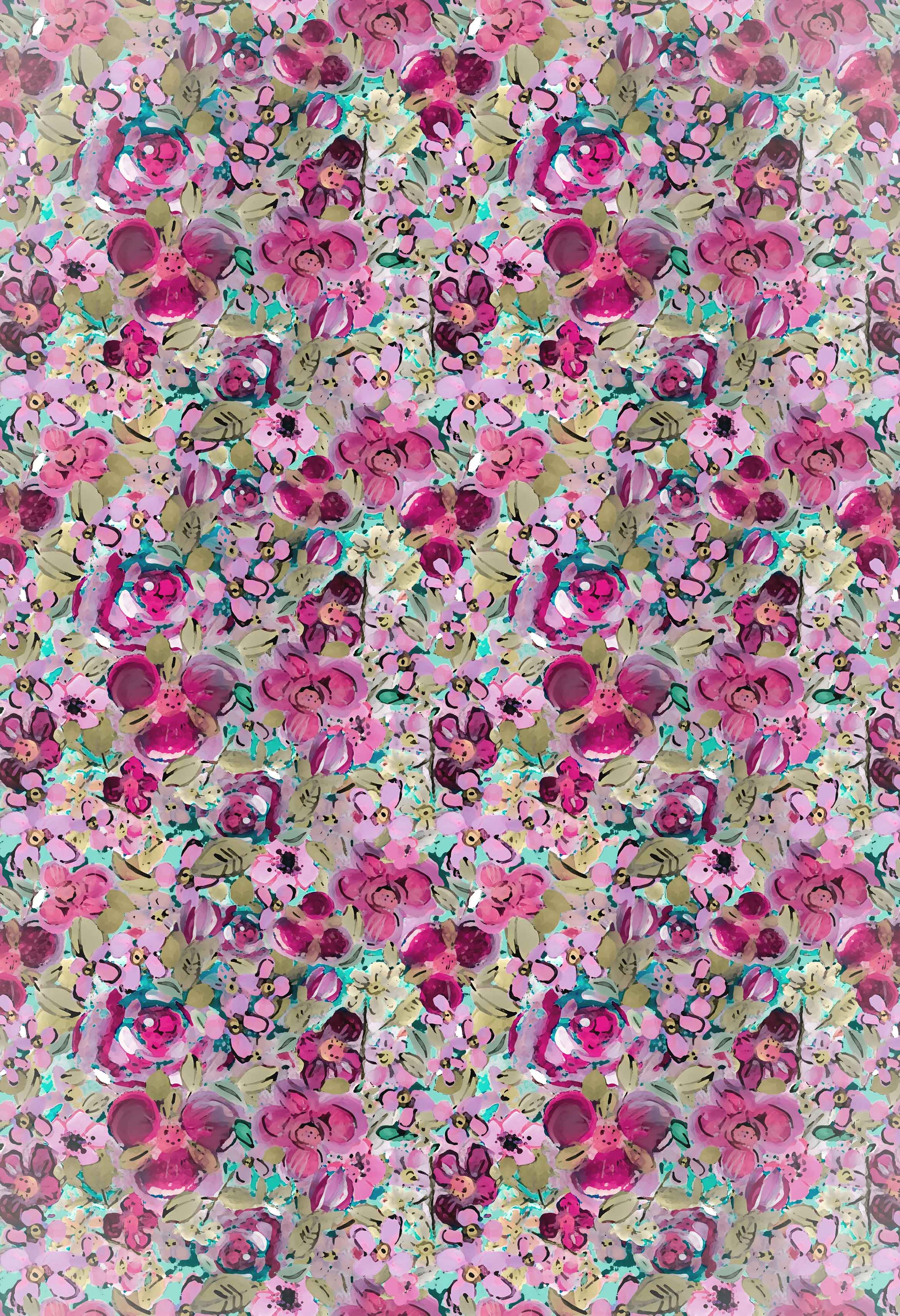 
Bubblegum Pink	FL0019 Diffuse Garden – bubblegum pink electric floral watercolor print, Trend 27/28, Byheart Design Sweden