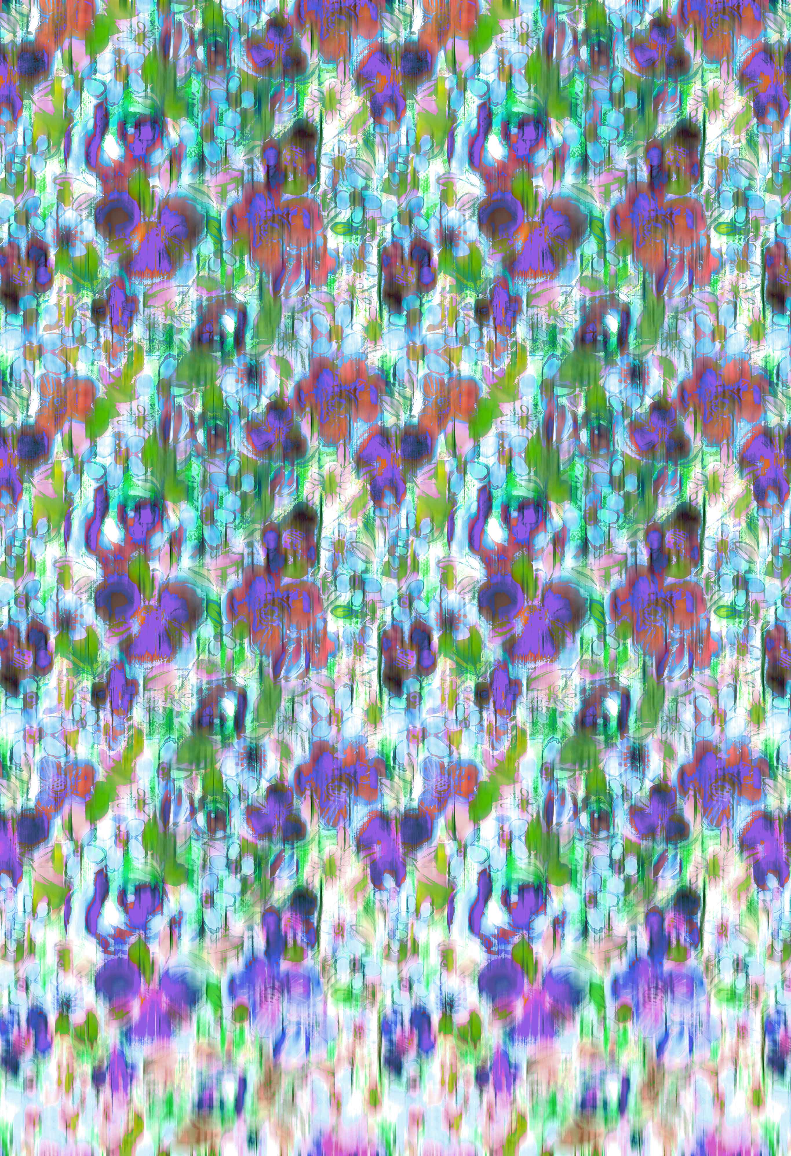 Blue  Light FL0019 Diffuse Garden – soft blue indexed bleed watercolor floral repeat, Byheart Design Sweden