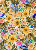 ©Byheart Design Sweden FL009 — Mexican Blooms, watercolor floral print in light orange  colorway. Seamless repeat, 300 DPI. Available for B2B licensing.