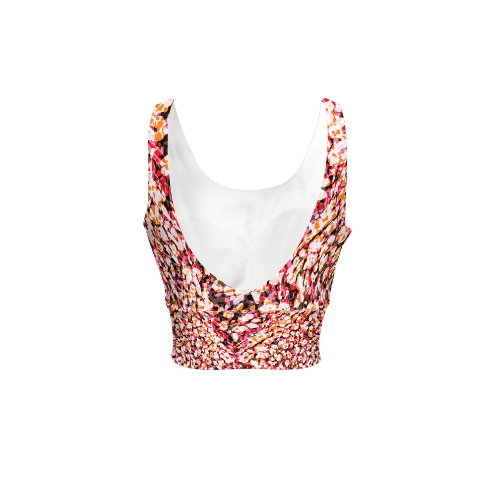 The red leopard -Women's Longline V-Shape-Back Sports Bra-Butter Soft Texture