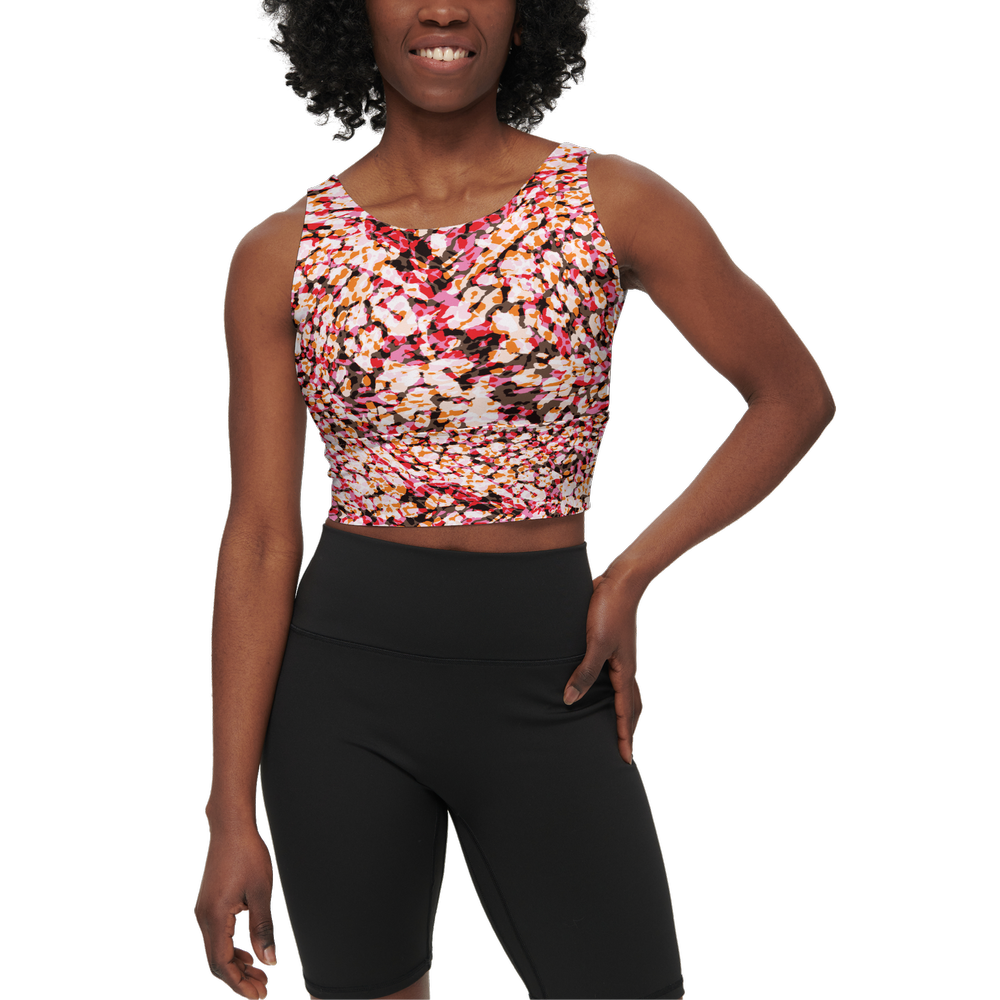 The red leopard -Women's Longline V-Shape-Back Sports Bra-Butter Soft Texture