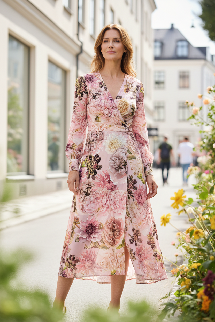Black Garden Midi Dress Mockup -fashion-byheartdesign